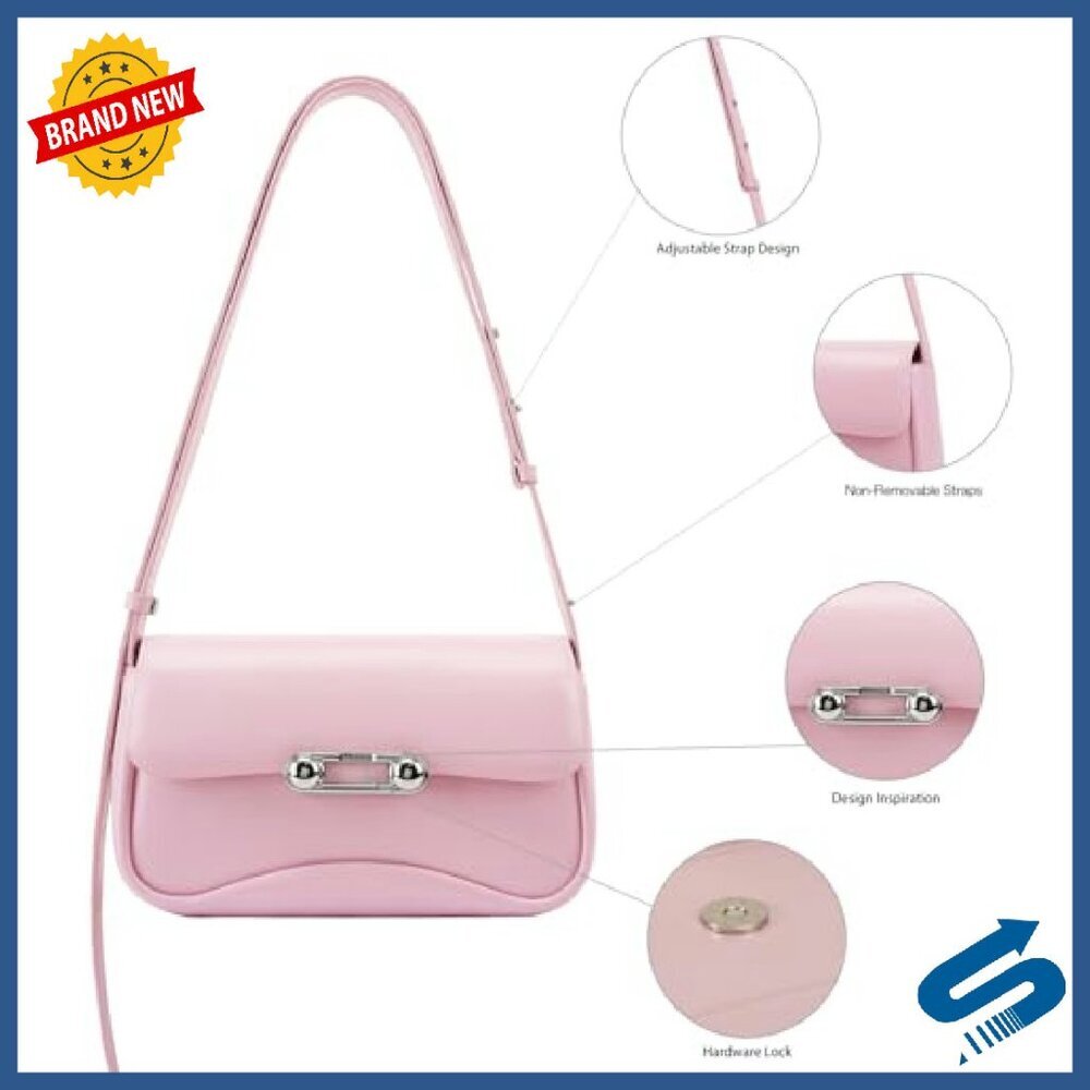 Genuine Leather Crossbody Bag Adjustable Strap Compact Size - Picture 6 of 8